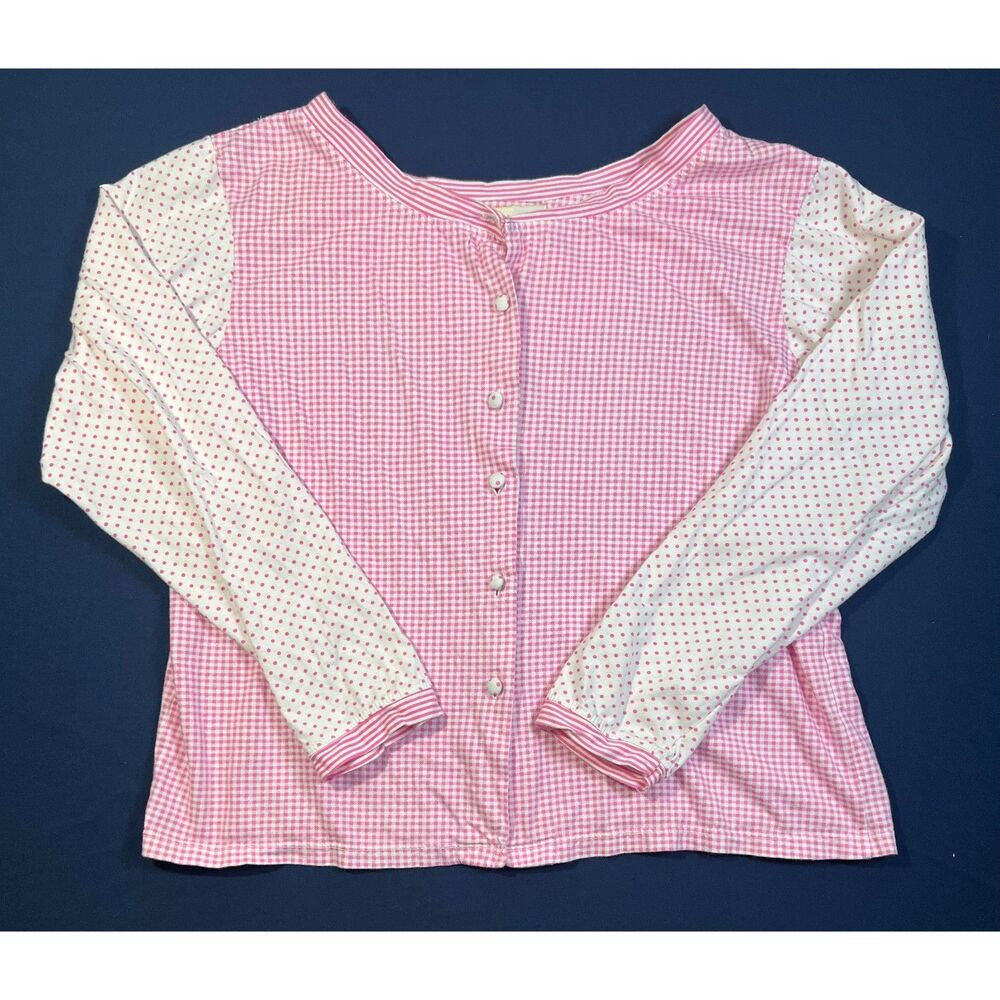 Vintage Victoria’s Secret Pink Gingham Polka Dot Pajama Top Y2K M